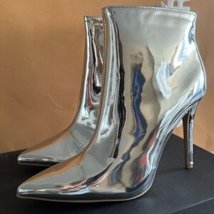 Metallic silver ankle boots - brand new